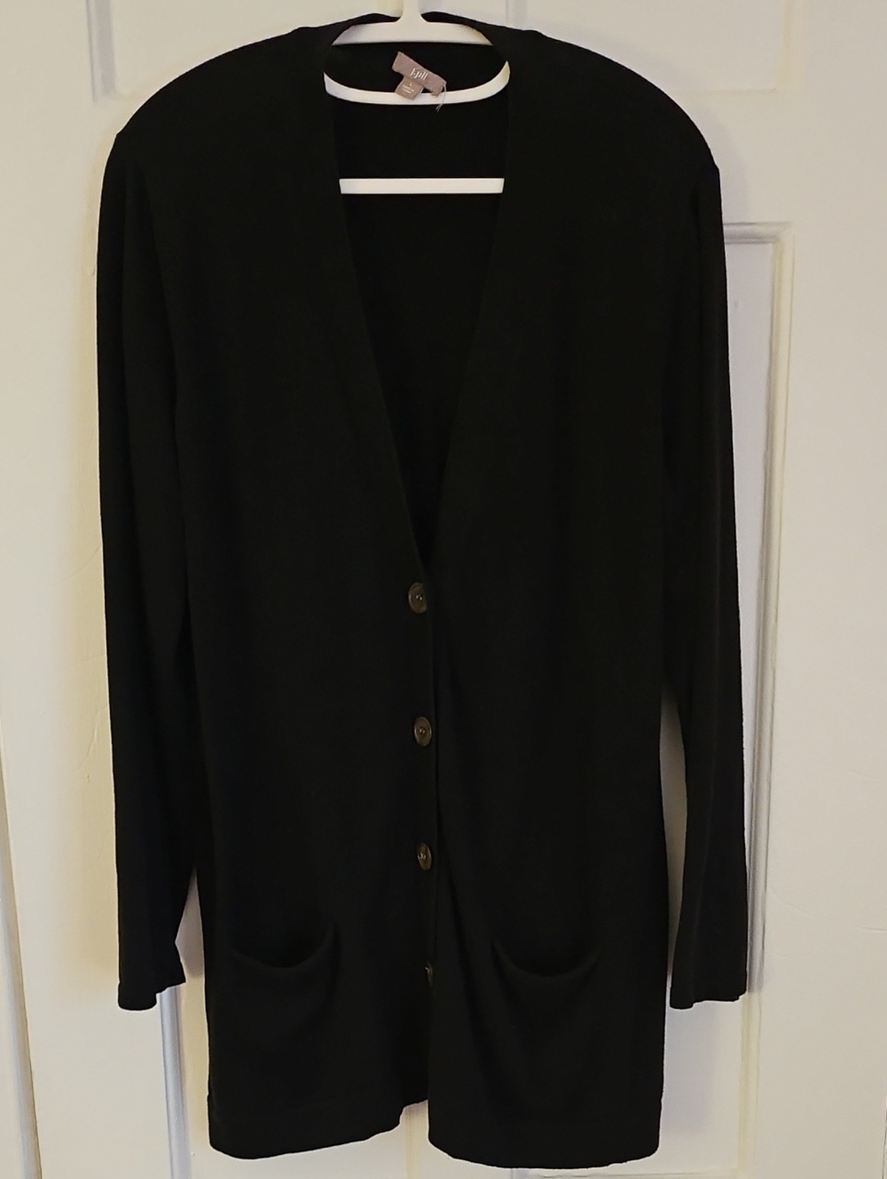 J. Jill Black Button Front Long Tunic Cardigan